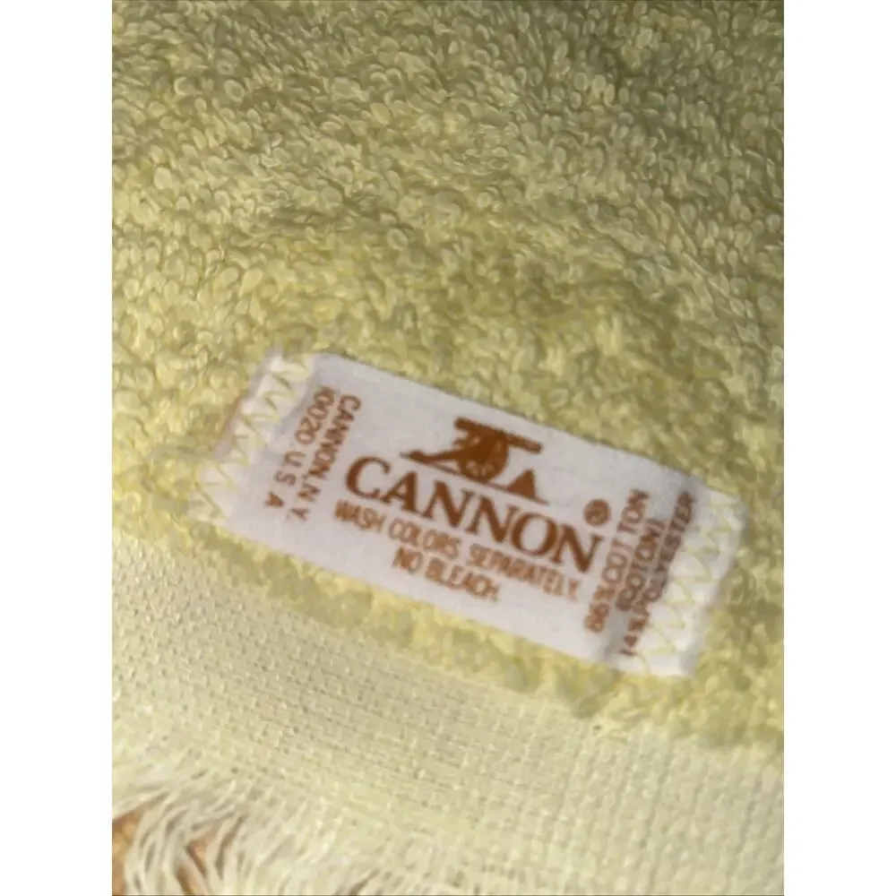 Vintage Cannon 4 Pc Yellow Towel Set Bath Hand Washcloth USA Owls Embroidered
